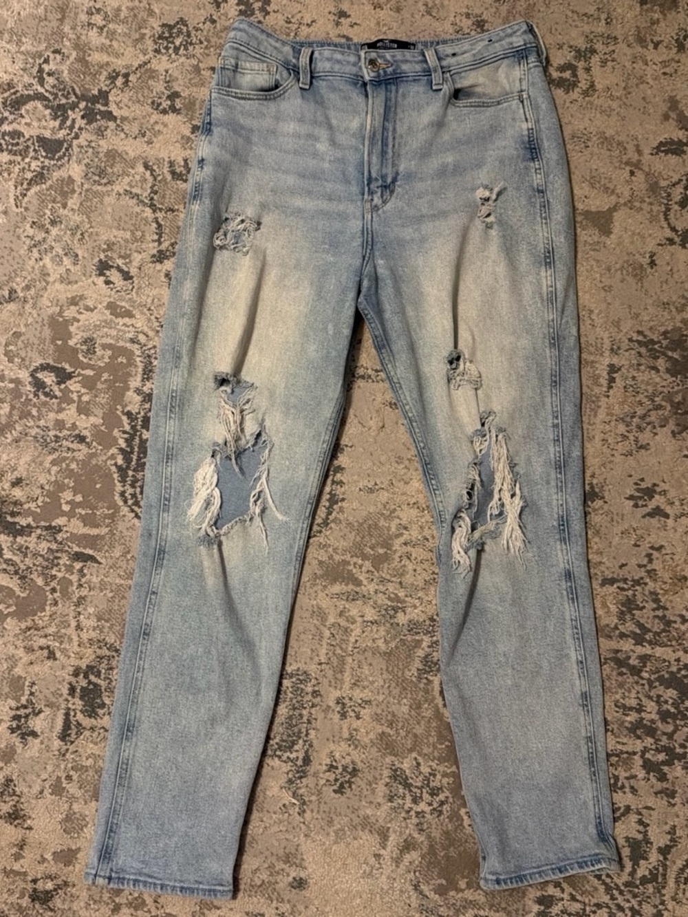Hollister Light Blue Distressed Mom Jeans Size 11R